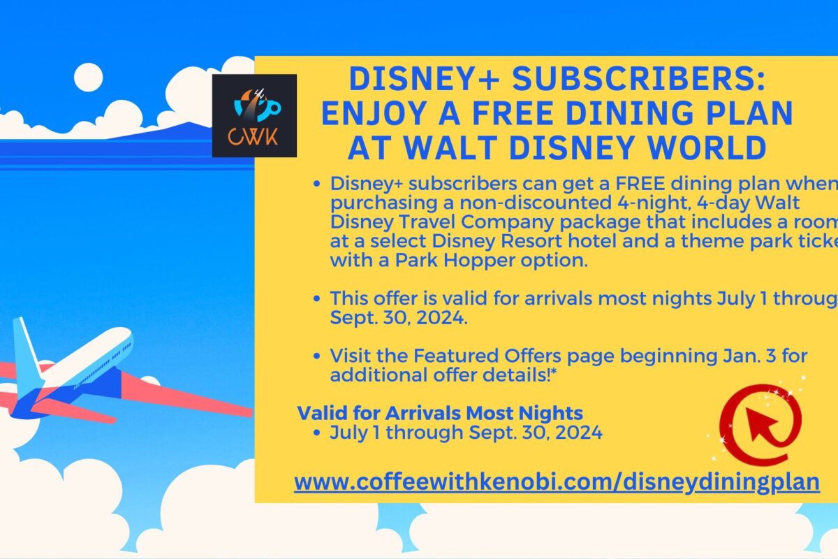 Disney+ Subscribers: Enjoy A Free Dining Plan At WALT DISNEY WORLD
