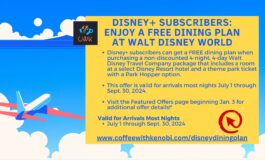 Disney+ Subscribers: Enjoy A Free Dining Plan At WALT DISNEY WORLD