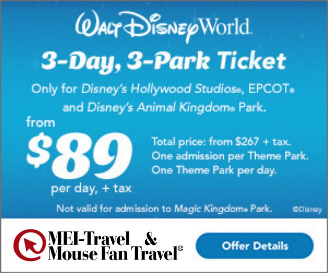 WDW 3-Day, 3-Park Ticket from $89