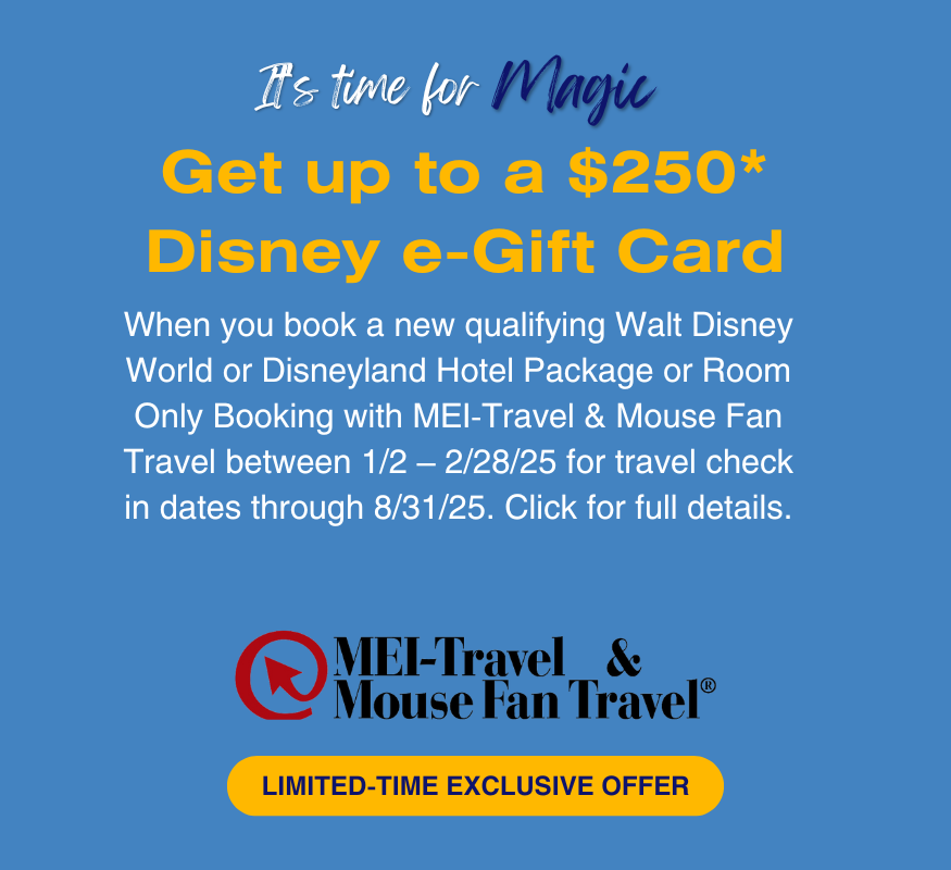 Book Your Walt Disney World Vacation And Get a FREE Disney e-Gift Card up to $250